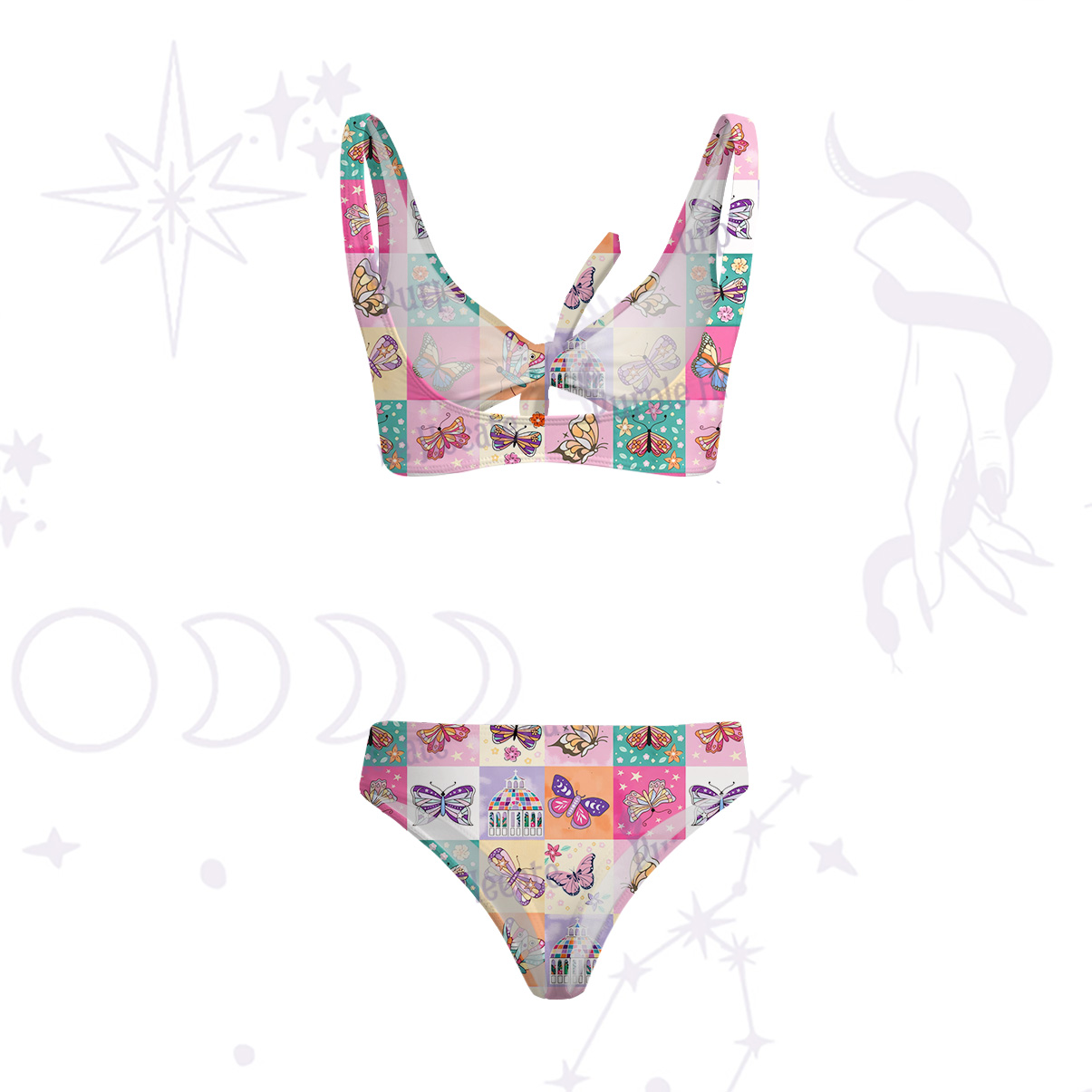 Purplehecate Dreamy Butterfly Garden Versa-Tie Two-Piece Swimsuit