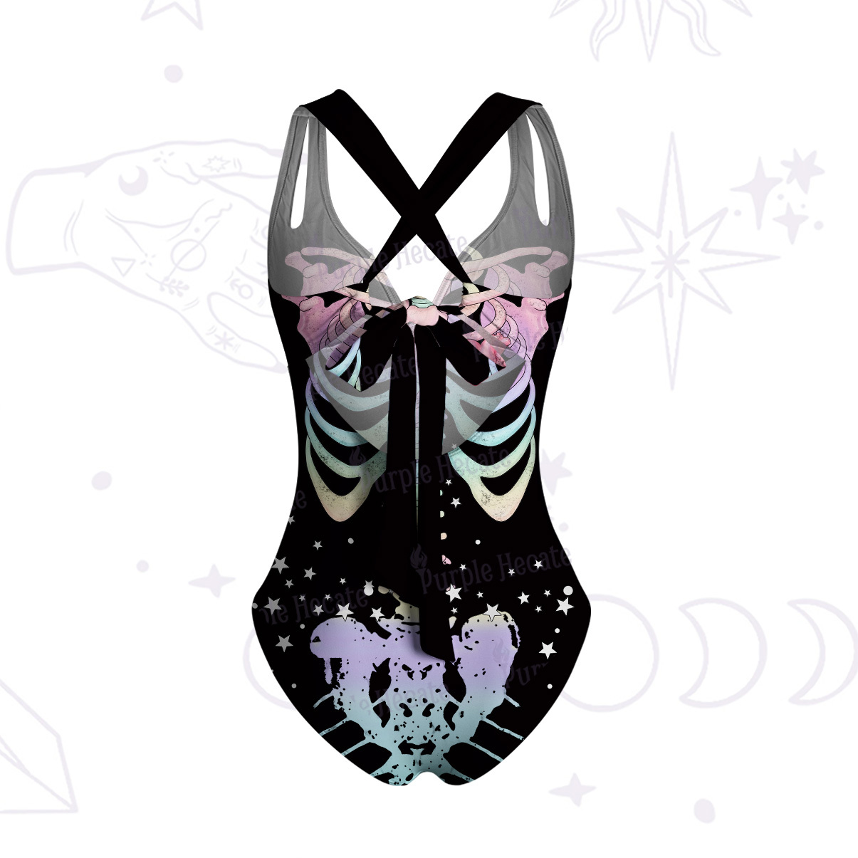 Purplehecate Spooky Skeleton One-Piece Swimsuit