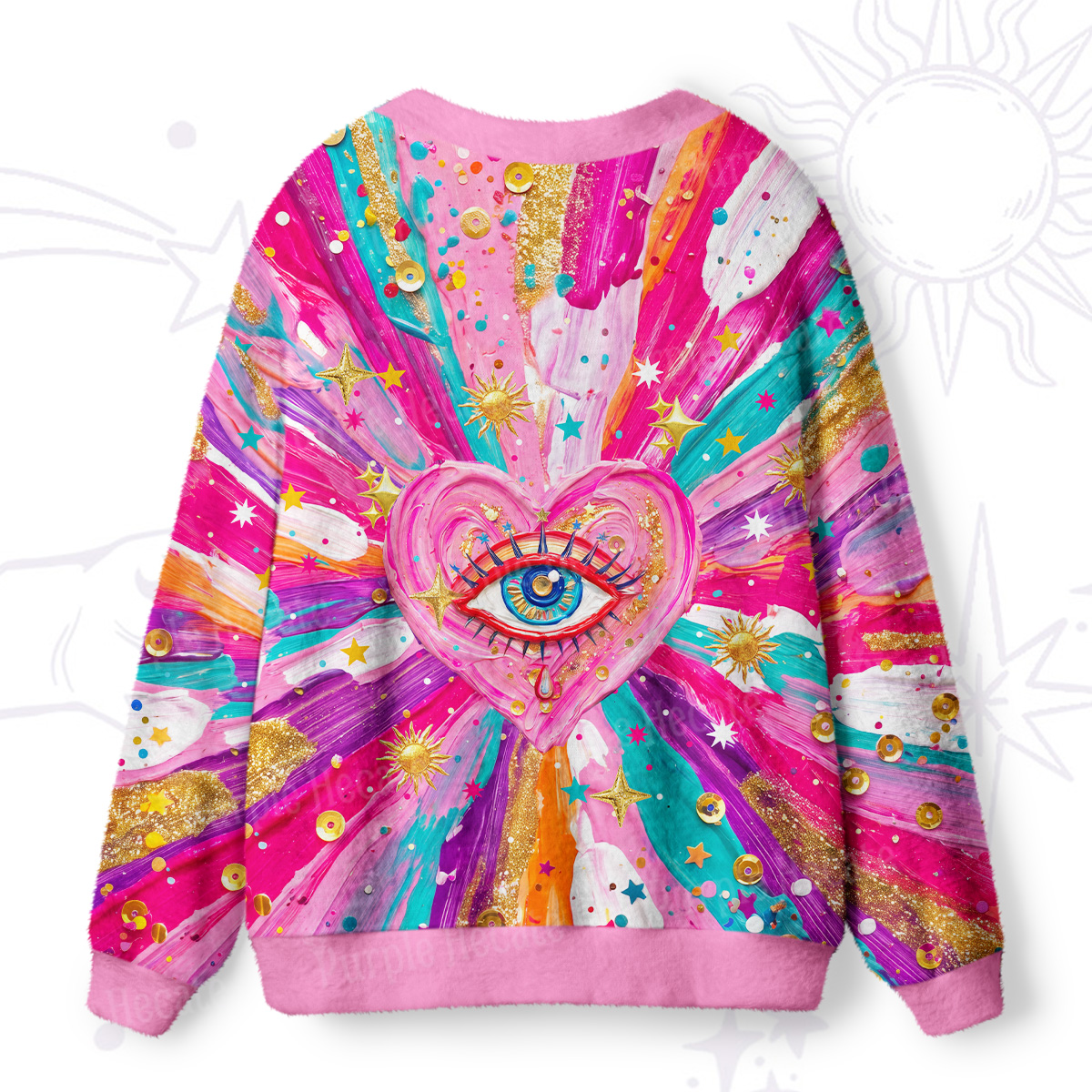 Purplehecate Starlit Third-Eye Heart Ugly Cardigan Sweaters