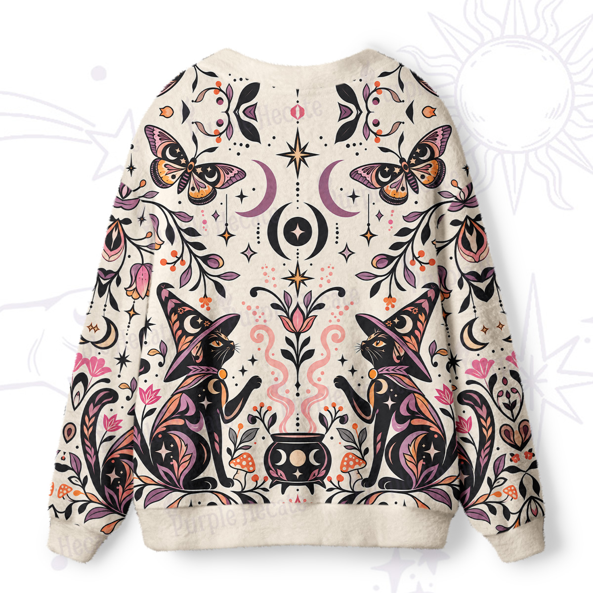 Purplehecate Potion Brewing Magic Cat Ugly Cardigan Sweaters