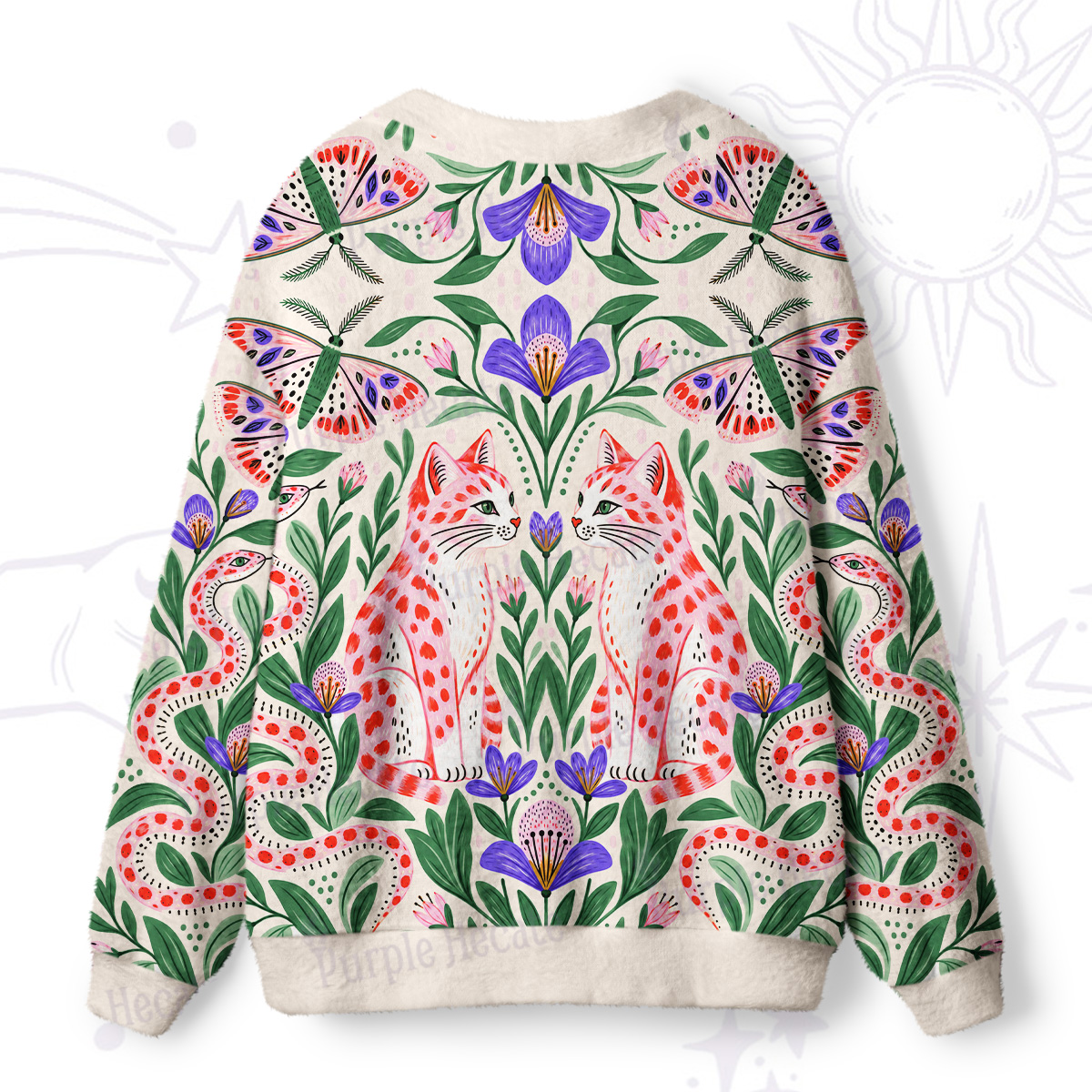 Purplehecate Serpent Cats of the Folk Forest Ugly Cardigan Sweaters