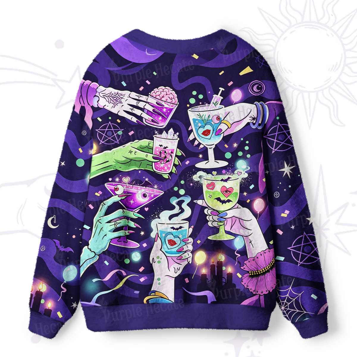 Purplehecate Witchy Cocktail Party Ugly Cardigan Sweaters