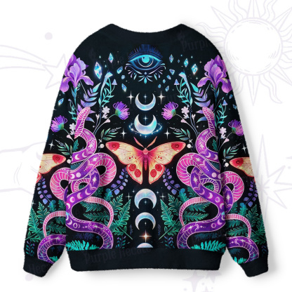 Purplehecate Moon Moth Witchery Ugly Cardigan Sweaters
