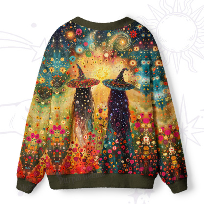 Purplehecate Starlit Flower Field Twin Witches Ugly Cardigan Sweaters