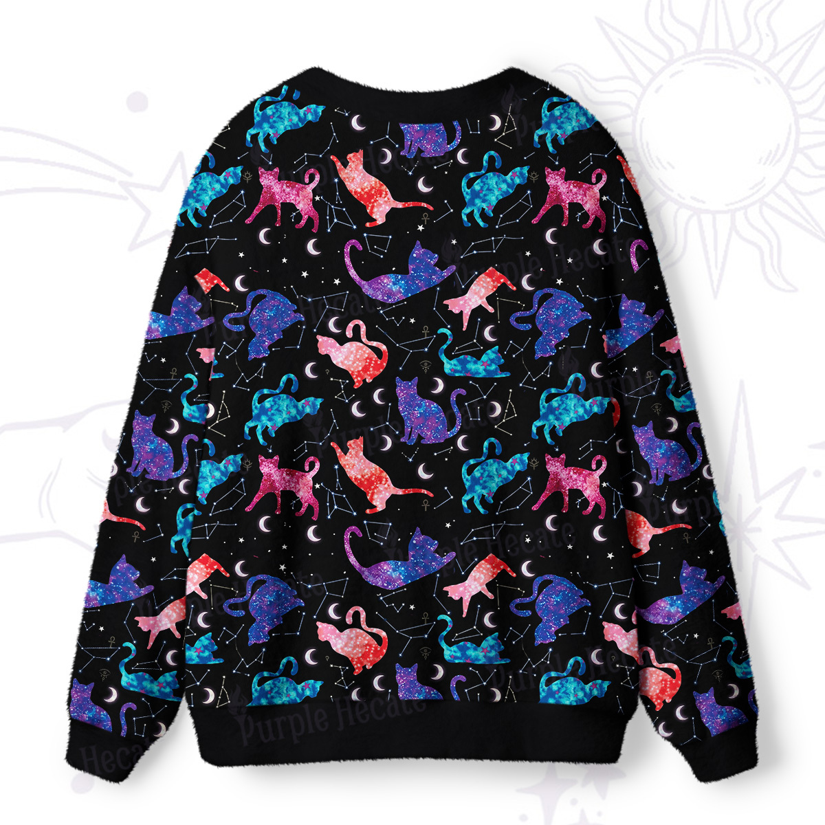 Purplehecate Zodiac Cats Ugly Cardigan Sweaters
