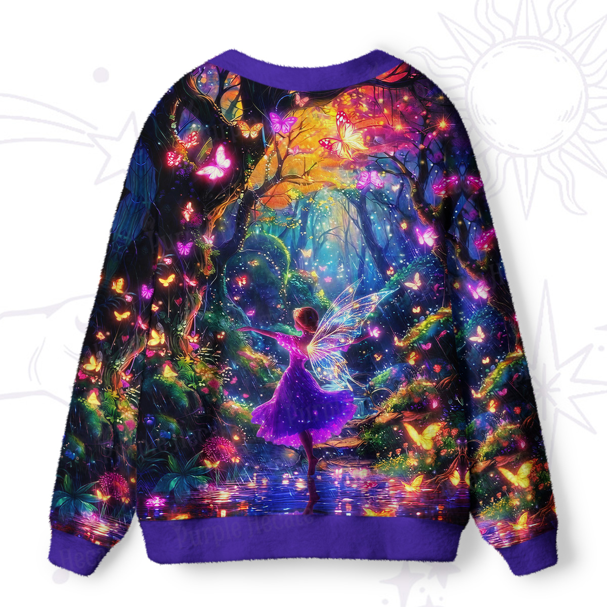 Purplehecate Enchanted Fairy Forest Ugly Cardigan Sweaters