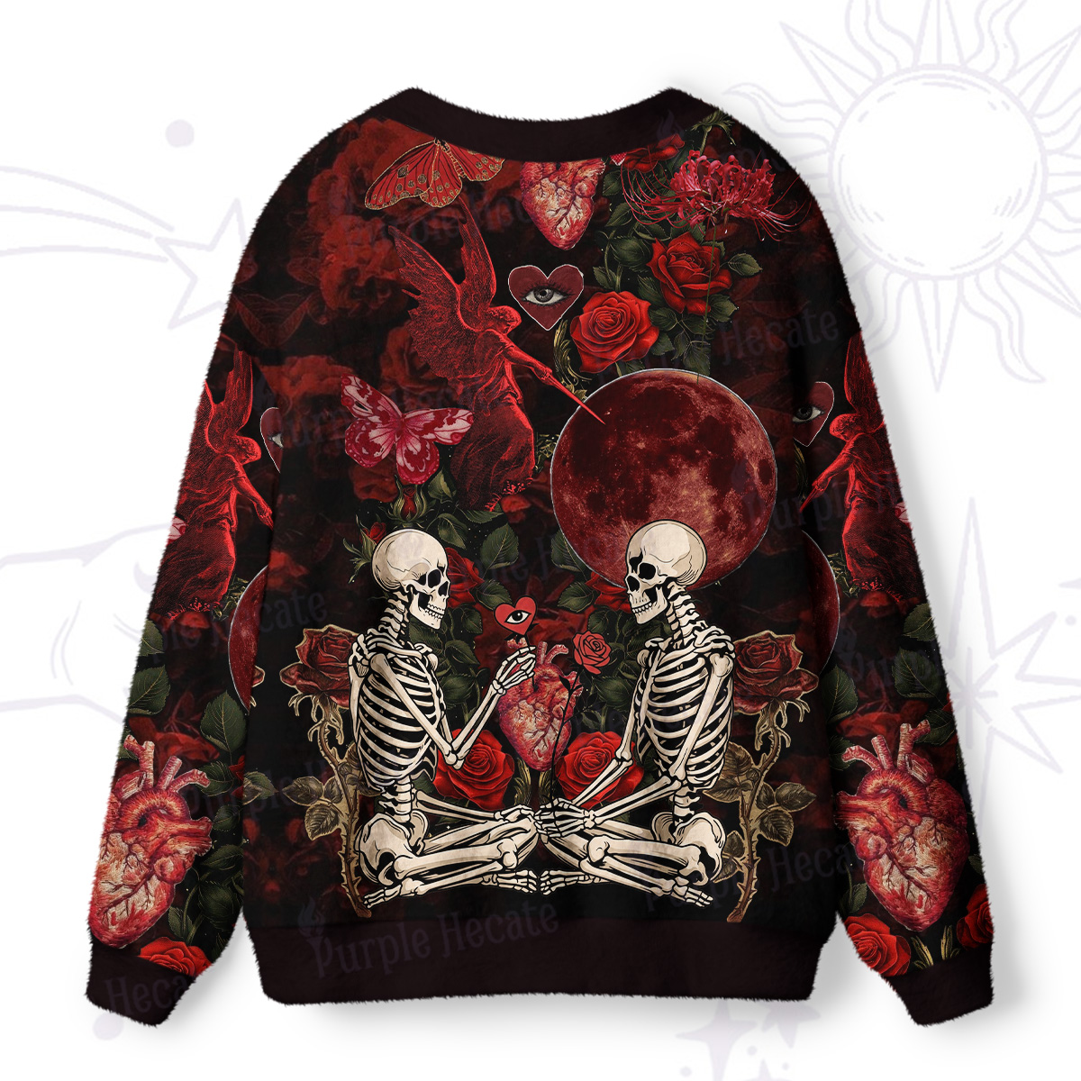 Purplehecate Till Death We Bloom Skeleton Ugly Cardigan Sweaters