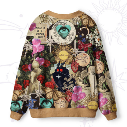 Purplehecate Cryptid Mothman Vintage Collage Ugly Cardigan Sweaters