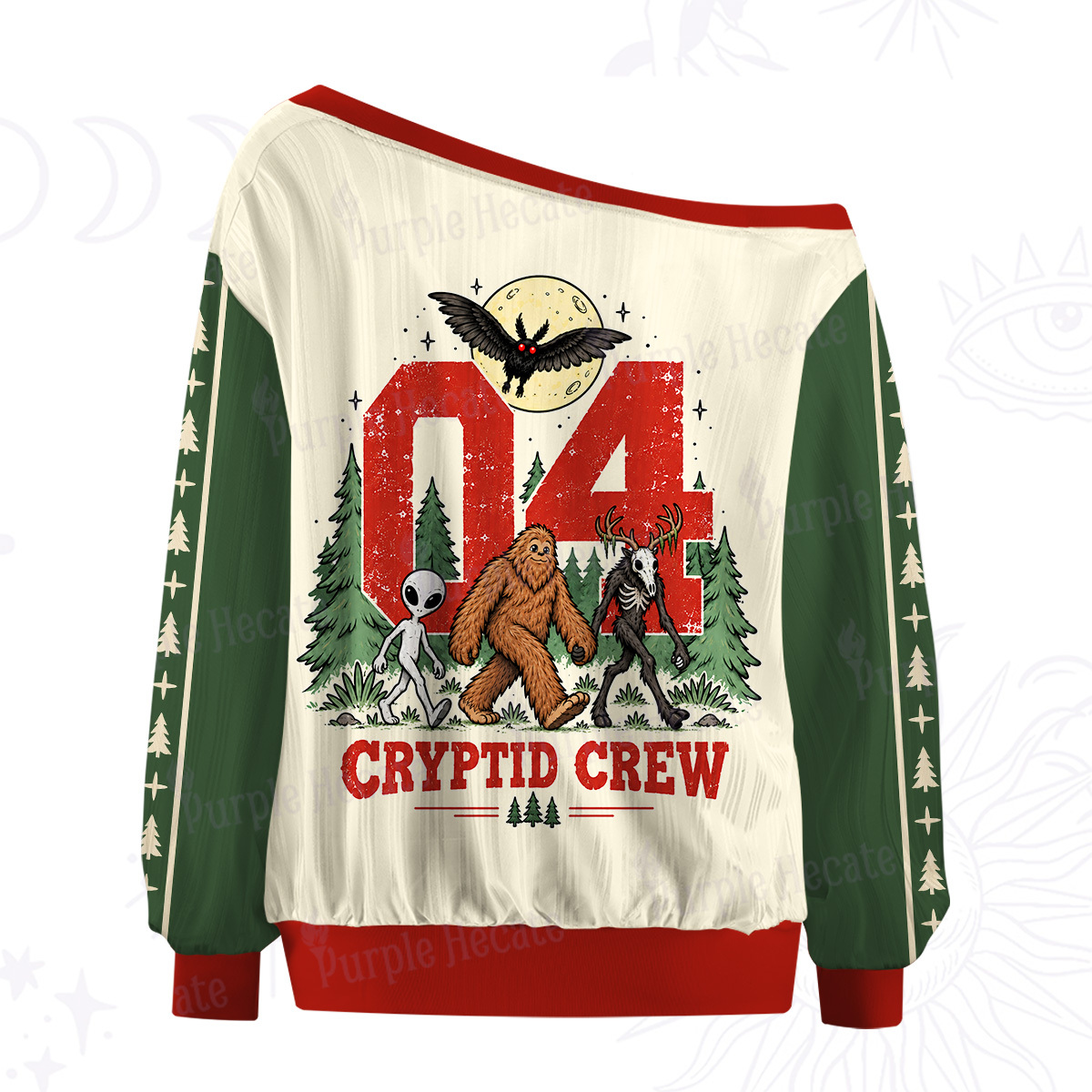 Purplehecate TCryptid Crew Walking With Legends Off The Shoulder Graphic Jersey