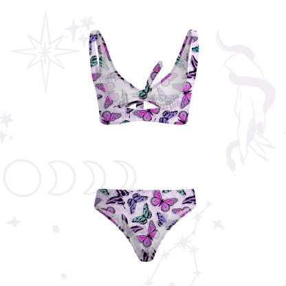 Purplehecate Whimsical Butterfly Versa-Tie Two-Piece Swimsuit