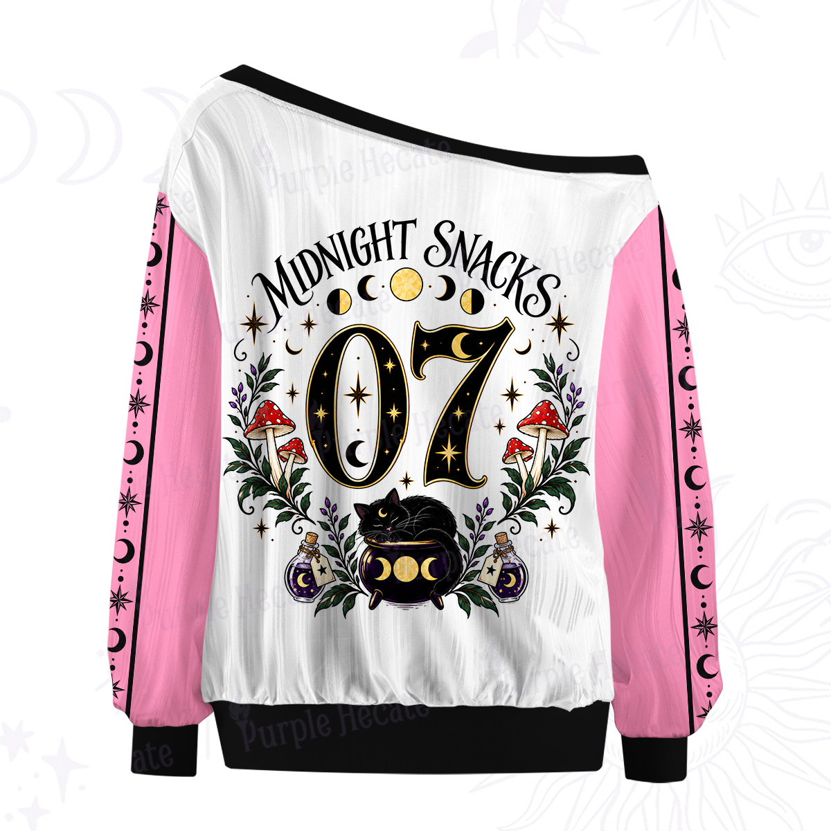 Purplehecate Midnight Snacks Witch Off The Shoulder Graphic Jersey