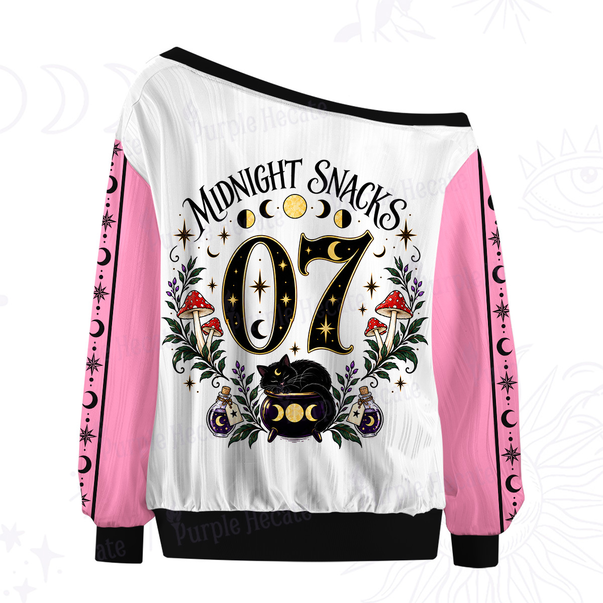 Purplehecate Midnight Snacks Witch Off The Shoulder Graphic Jersey