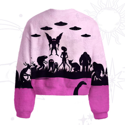 Purplehecate Alien Lake Monster Encounter Fuzzy Crewneck Sweater