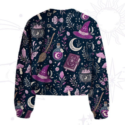 Purplehecate Witchcraft Spellbook Fuzzy Crewneck Sweater