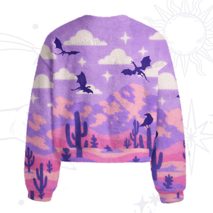 Purplehecate Mystic Desert Dragons Fuzzy Crewneck Sweater