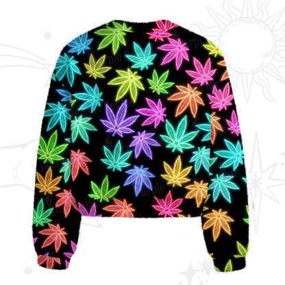 Purplehecate Trippy Weed Fuzzy Crewneck Sweater
