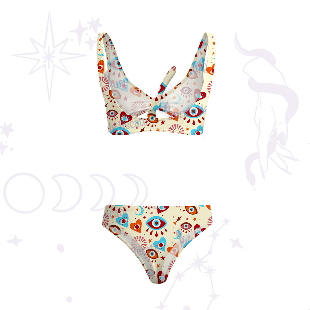 Purplehecate Protective Evil Eye Amulet Versa-Tie Two-Piece Swimsuit