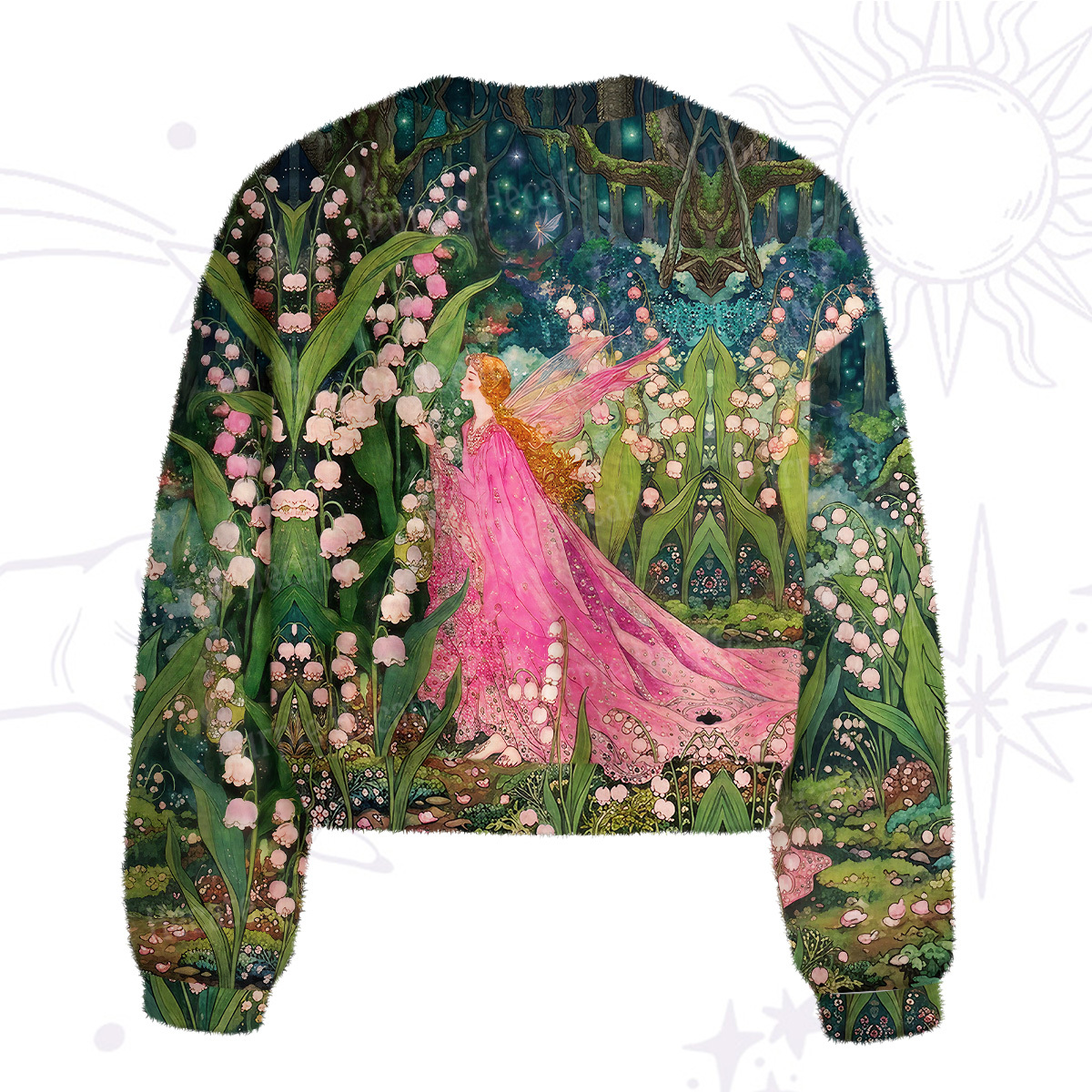 Purplehecate Mystic Secret Lily Fairy Forest Fuzzy Crewneck Sweater
