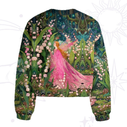 Purplehecate Mystic Secret Lily Fairy Forest Fuzzy Crewneck Sweater