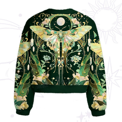 Purplehecate Moon Moth Rave Fuzzy Crewneck Sweater