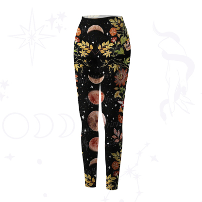 Purplehecate Moon Phase Floral Yoga Pants