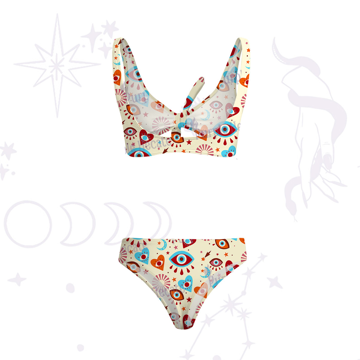 Purplehecate Protective Evil Eye Amulet Versa-Tie Two-Piece Swimsuit