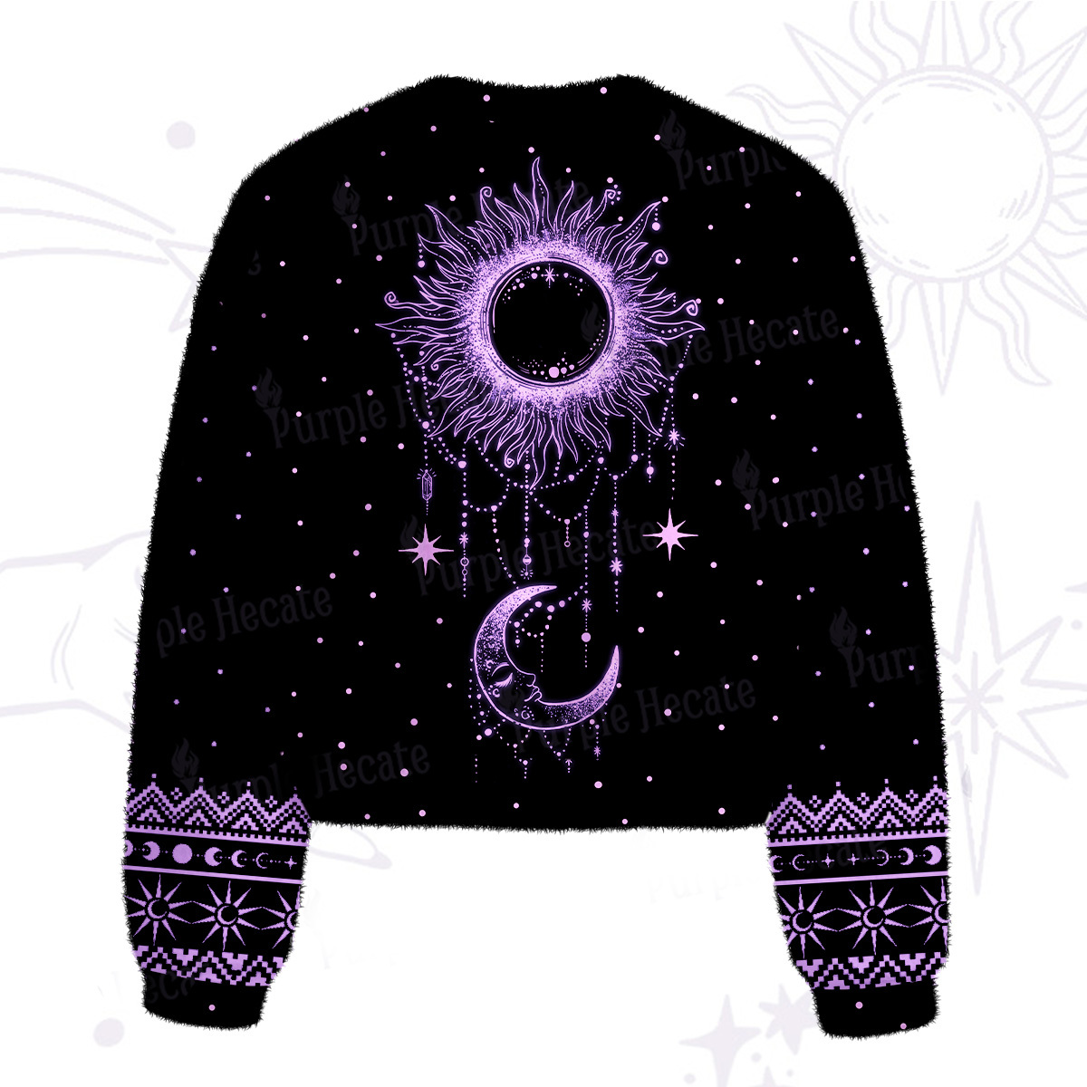 Purplehecate Radiance Of Sun And Moon Fuzzy Crewneck Sweater