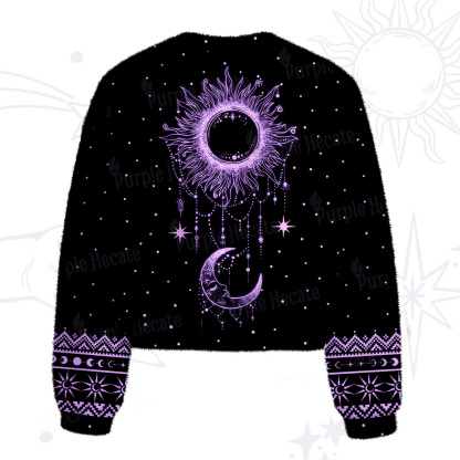 Purplehecate Radiance Of Sun And Moon Fuzzy Crewneck Sweater
