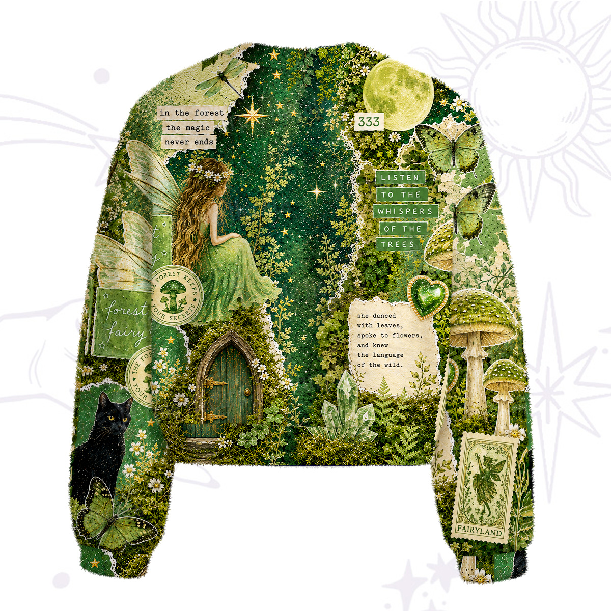 Purplehecate Forest Witch Who Listens to the Whispers of the Trees Fuzzy Crewneck Sweater