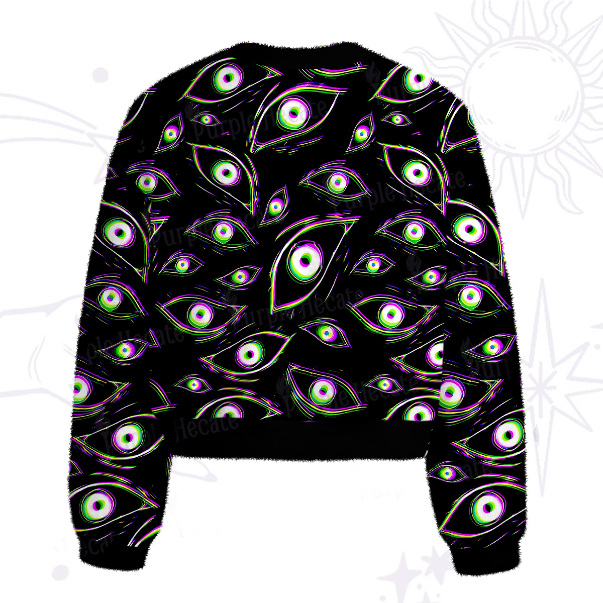 Purplehecate Glitch Vision Fuzzy Crewneck Sweater