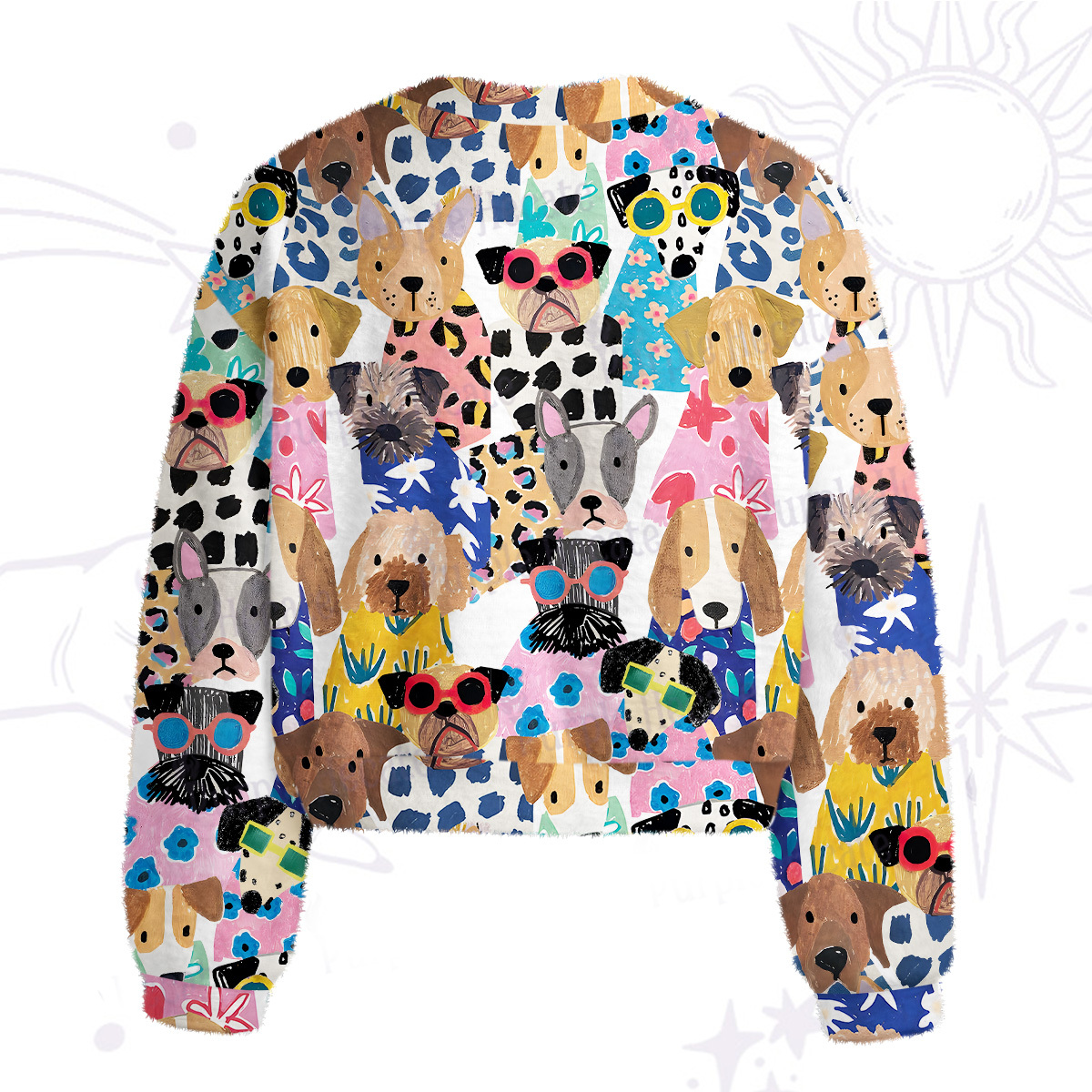 Purplehecate Puppy Parade Fuzzy Crewneck Sweater