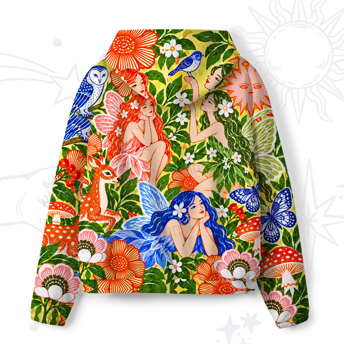 Purplehecate Mystic Forest Fairies & Animals All-Over Print Hoodie