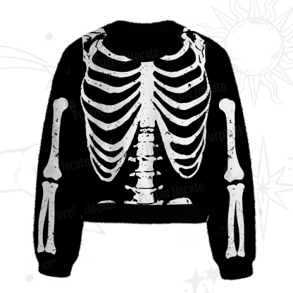 Purplehecate Skeleton Fuzzy Crewneck Sweater