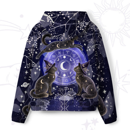 Purplehecate Black Cat Zodiac Divination All-Over Print Hoodie