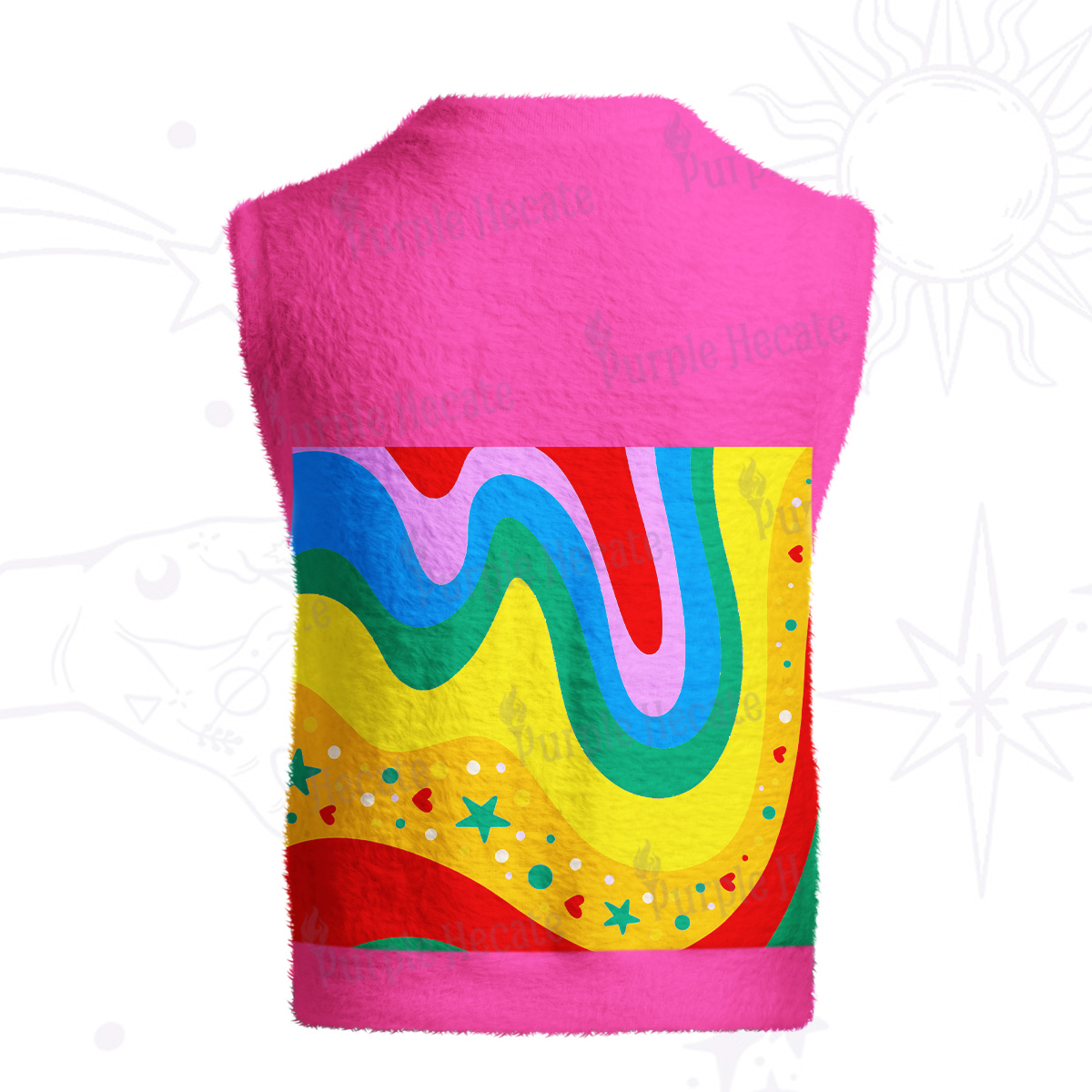 Purplehecate Dreamy Rainbow Waves Ugly Sweater Vest