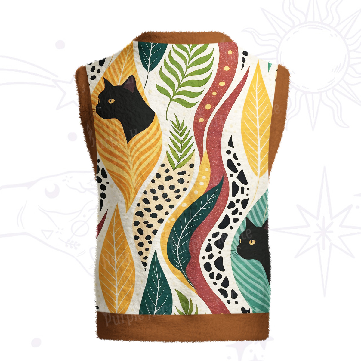 Purplehecate Mystic Forest Cat Ugly Sweater Vest