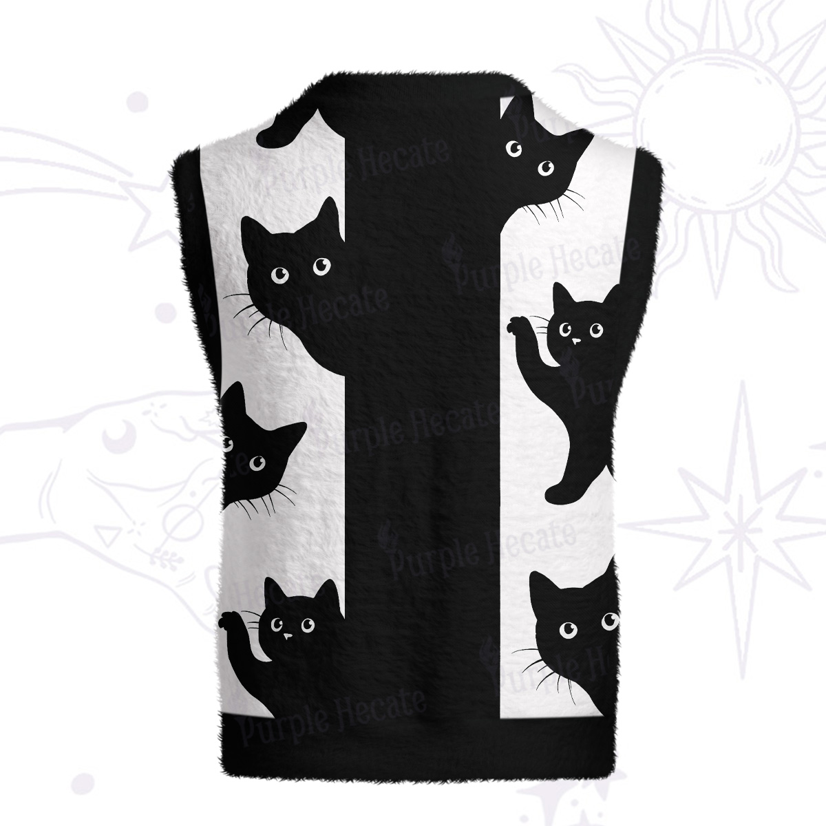 Purplehecate Peekaboo Cats Ugly Sweater Vest
