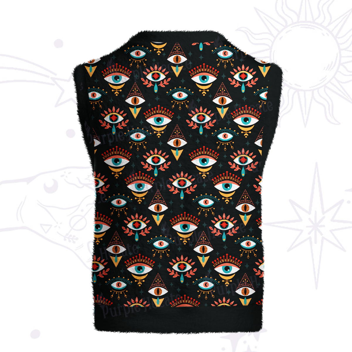 Purplehecate Evil Eye Pattern Ugly Sweater Vest