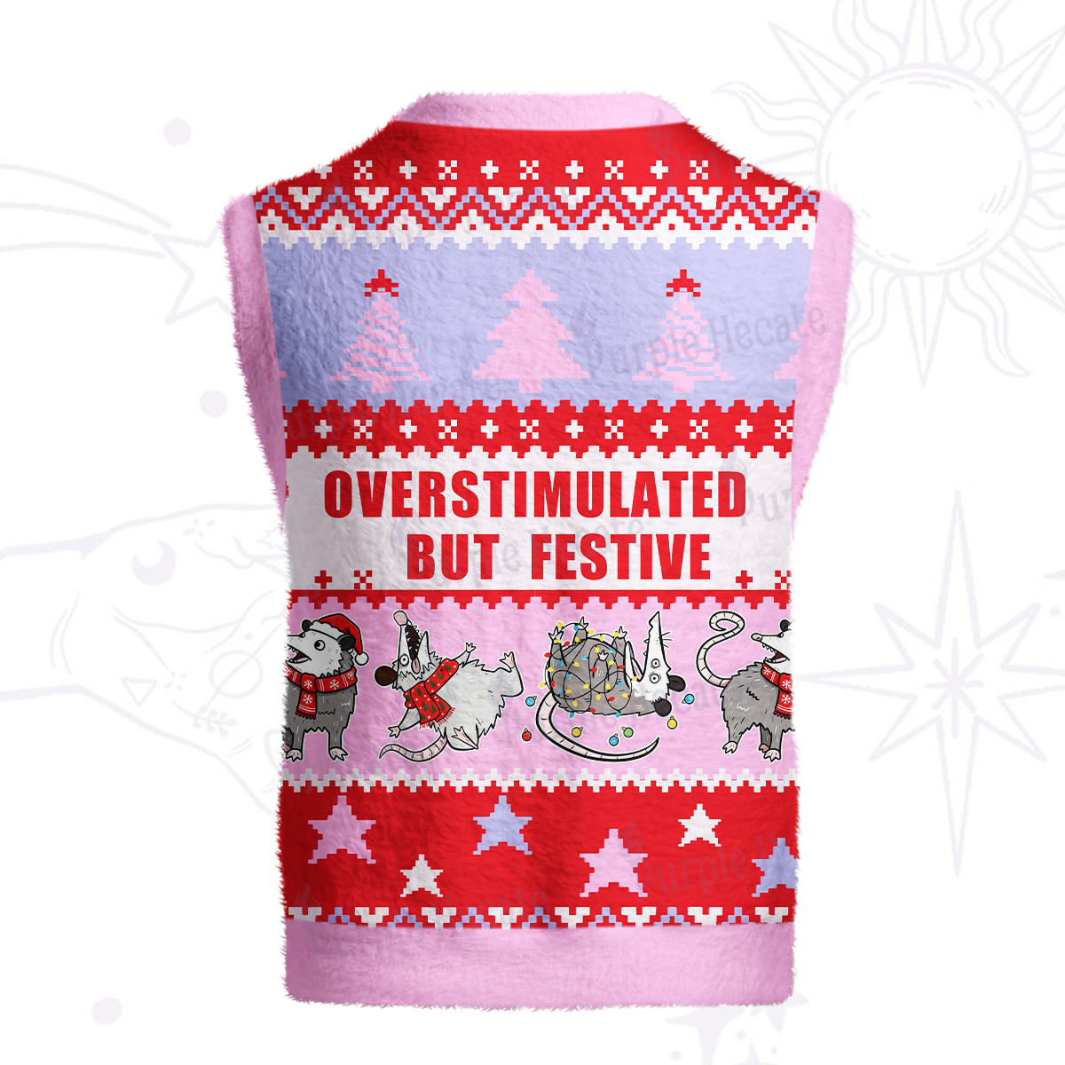 Purplehecate Overstimulated But Festive Possum Ugly Sweater Vest
