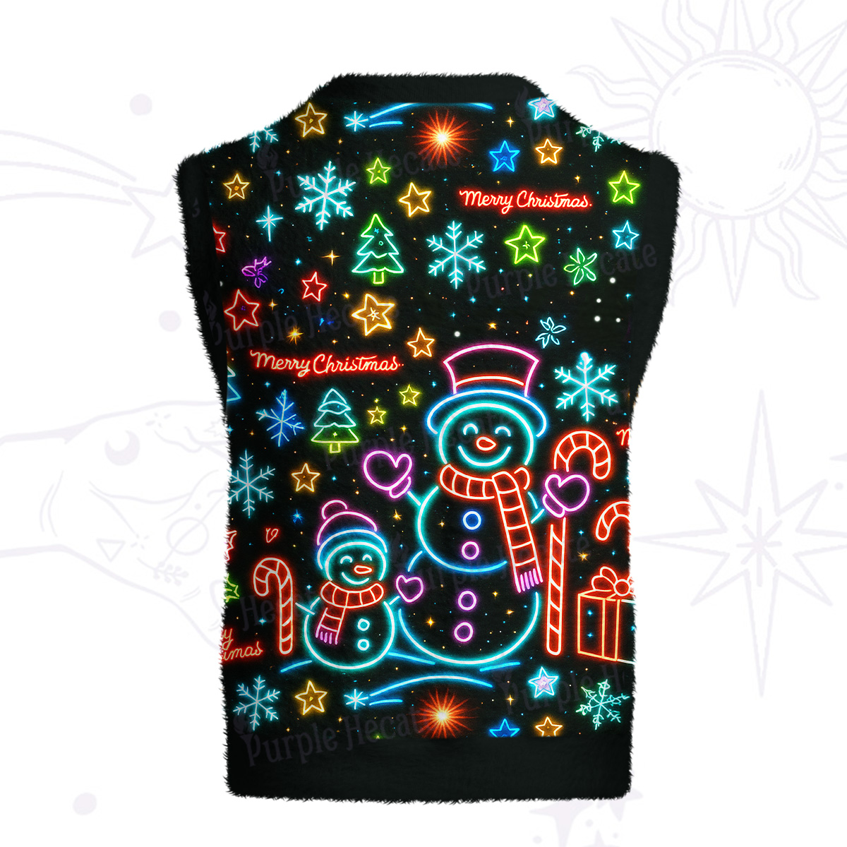 Purplehecate Neon Snowman Christmas Ugly Sweater Vest