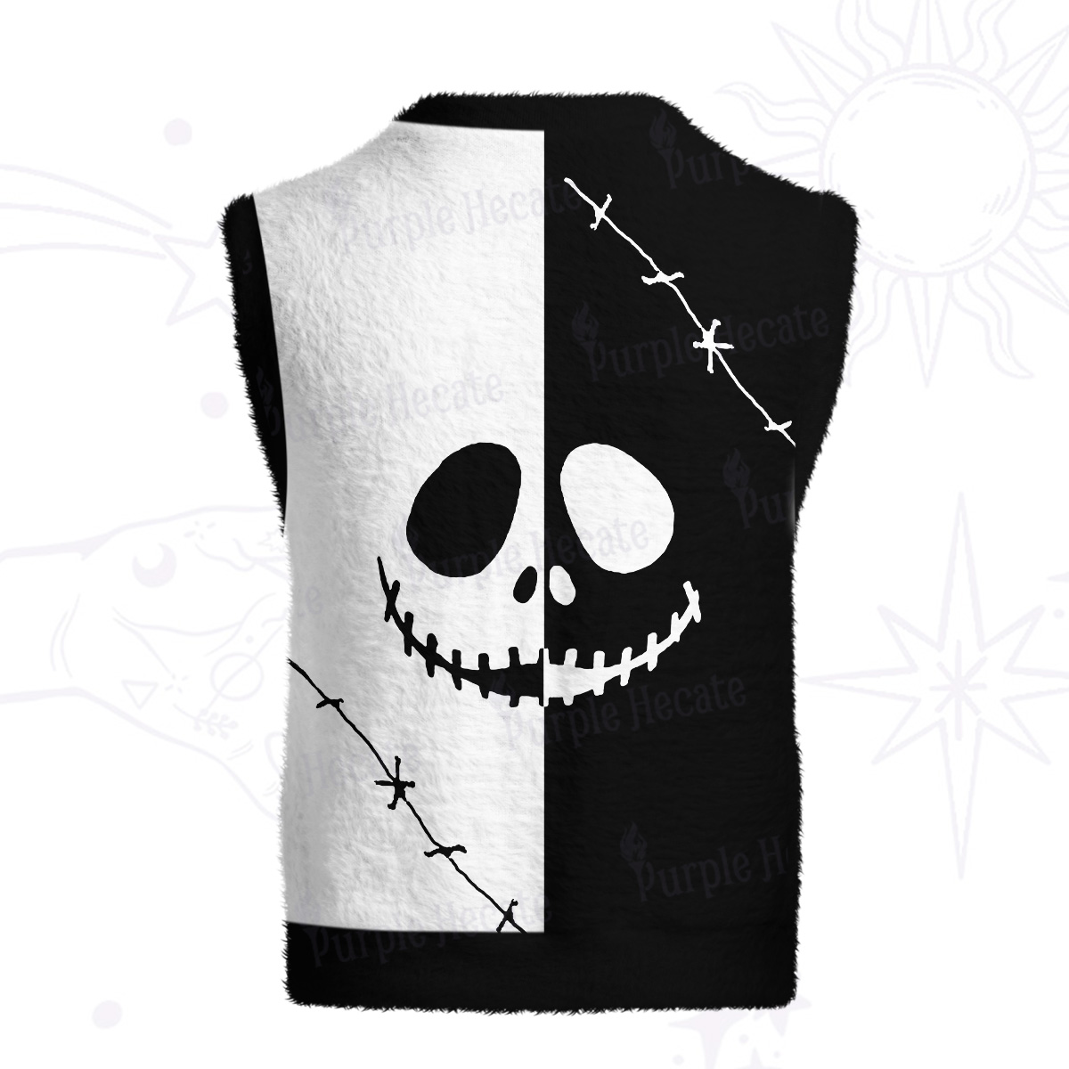 Purplehecate Grim Skeleton King Ugly Sweater Vest