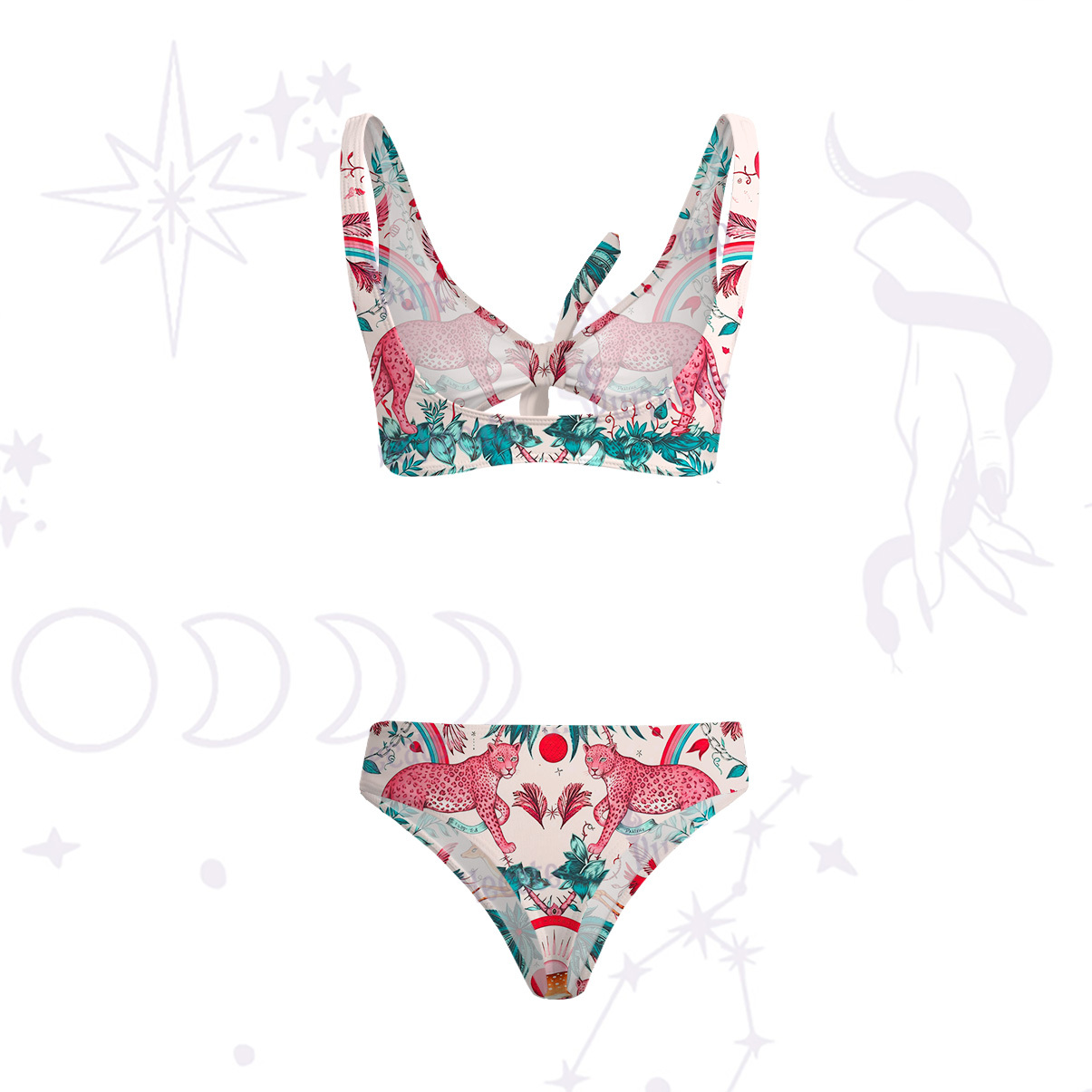 Purplehecate Enchanted Forest Pink Leopard Versa-Tie Two-Piece Swimsuit