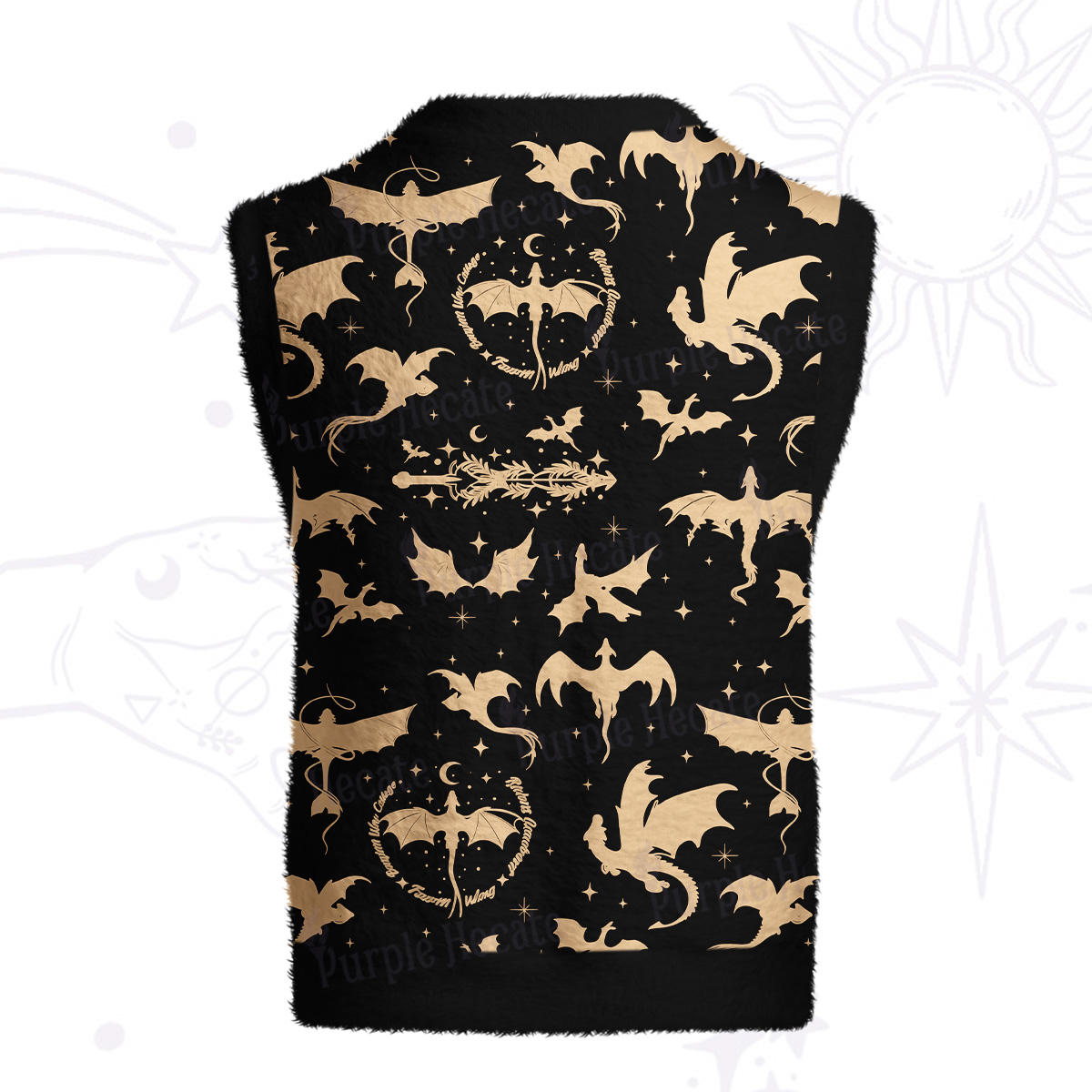 Purplehecate Fantasy Dragon Allover Ugly Sweater Vest