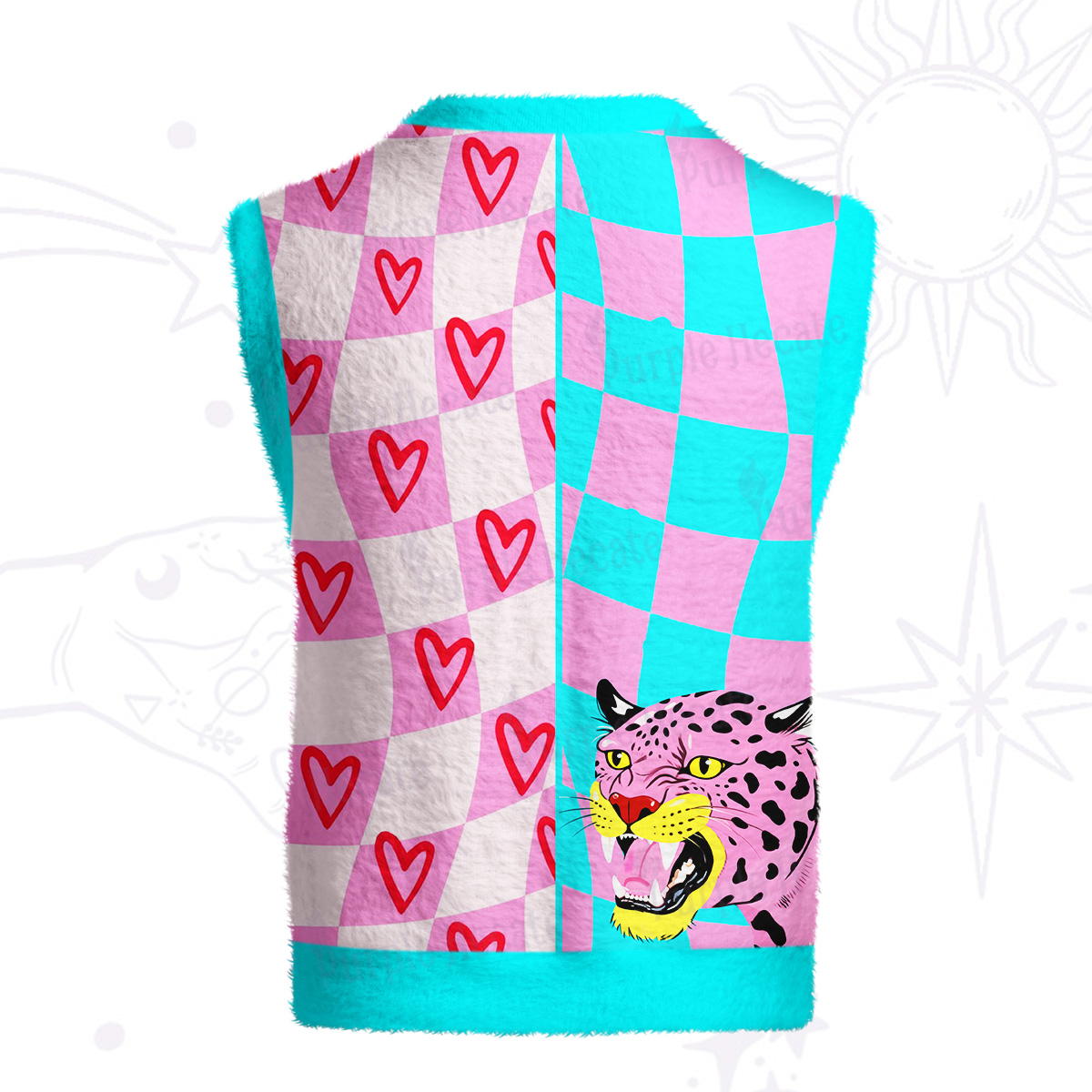 Purplehecate Savage Leopard Evil Eye Ugly Sweater Vest