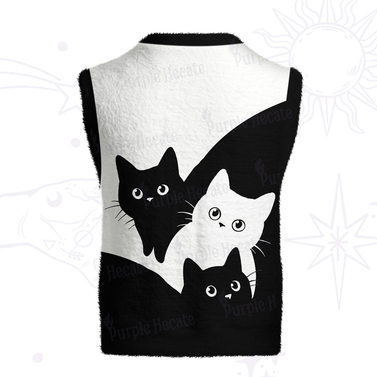 Purplehecate Curious Cats Ugly Sweater Vest