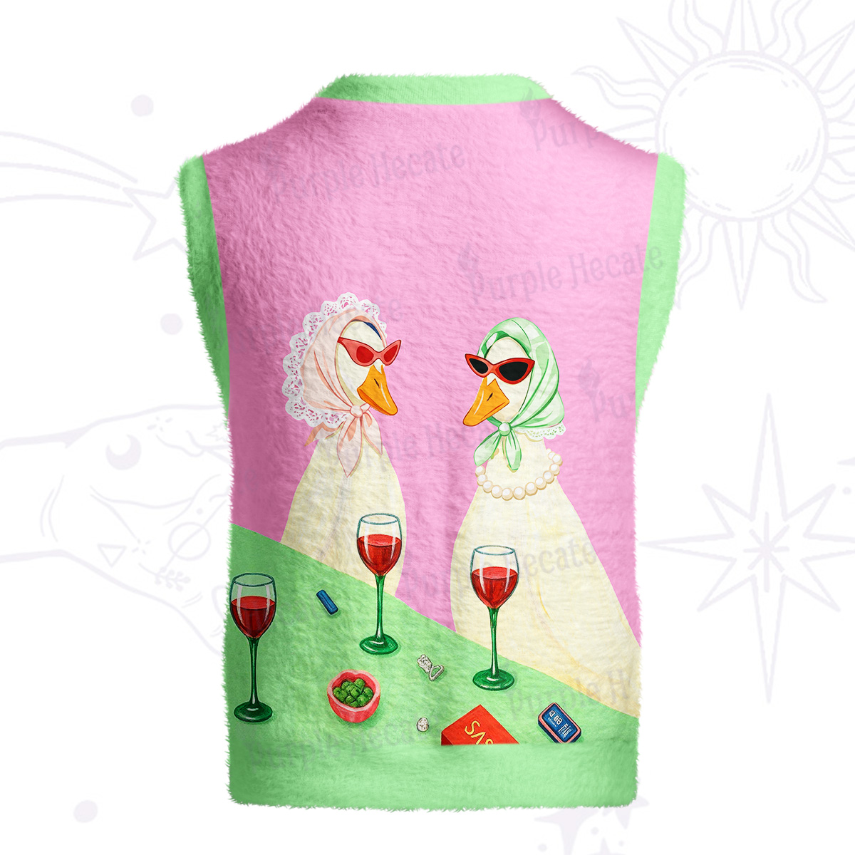 Purplehecate Tipsy Goose Wine Party Ugly Sweater Vest