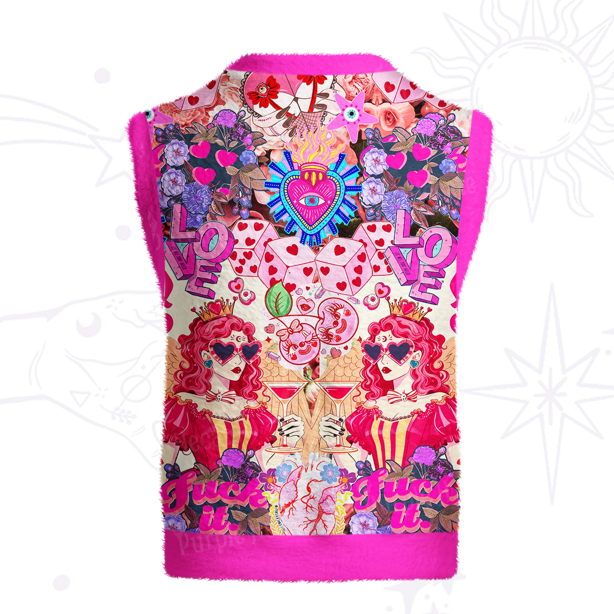 Purplehecate Queen of Hearts Angel Graphic Ugly Sweater Vest