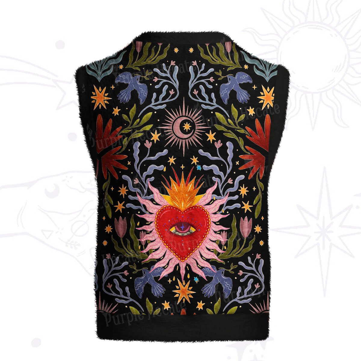 Purplehecate Sacred Flame Heart Ugly Sweater Vest