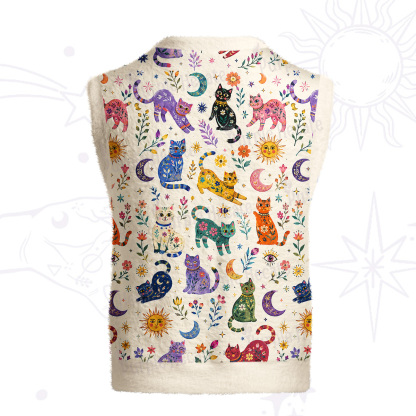 Purplehecate Rainbow Magic Cats Ugly Sweater Vest