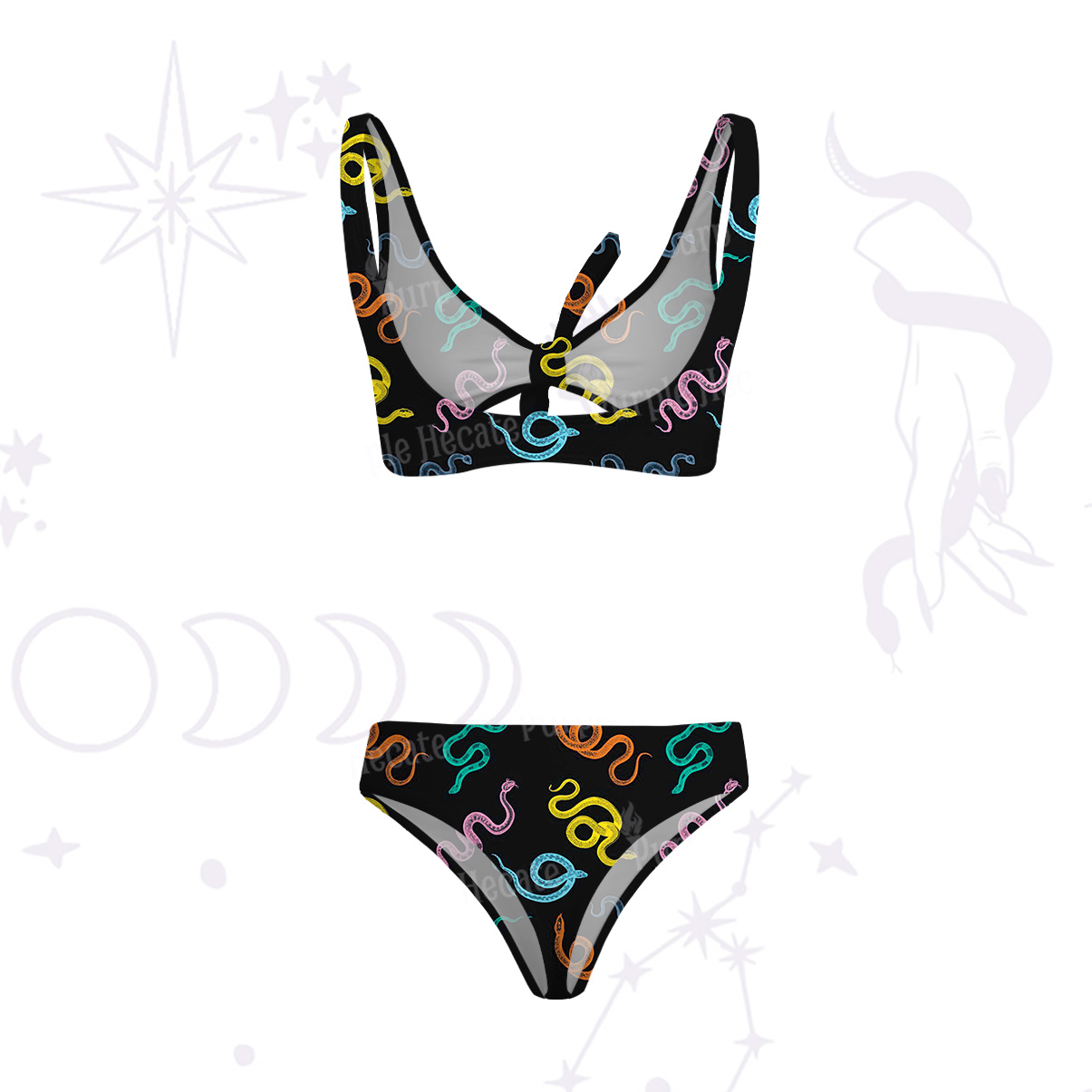 Purplehecate Colorful Trippy Snake Versa-Tie Two-Piece Swimsuit